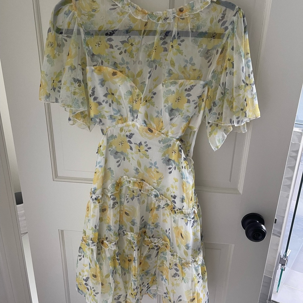 Chic Floral Midi Dress in Yellow and Green
